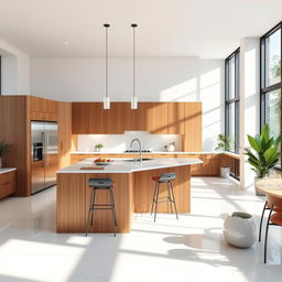 A modern kitchen featuring a large central island