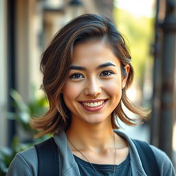 A stylish and modern profile picture featuring a confident individual with a warm smile