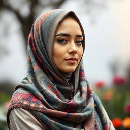 A beautiful woman wearing a hijab as the primary focal point, embodying elegance and grace