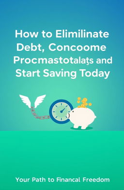 An informative and engaging ebook cover design for the topic 'How to Eliminate Debt, Overcome Procrastination, and Start Saving Today'
