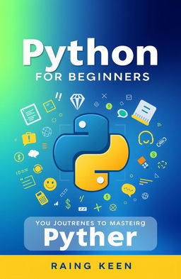 A visually striking cover page for a Python programming guide specifically aimed at beginners
