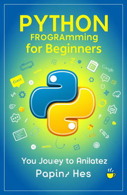 A visually striking cover page for a Python programming guide specifically aimed at beginners