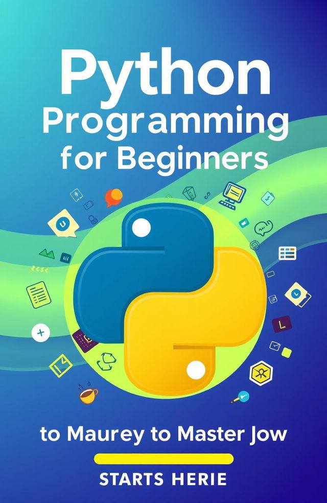 A visually striking cover page for a Python programming guide specifically aimed at beginners