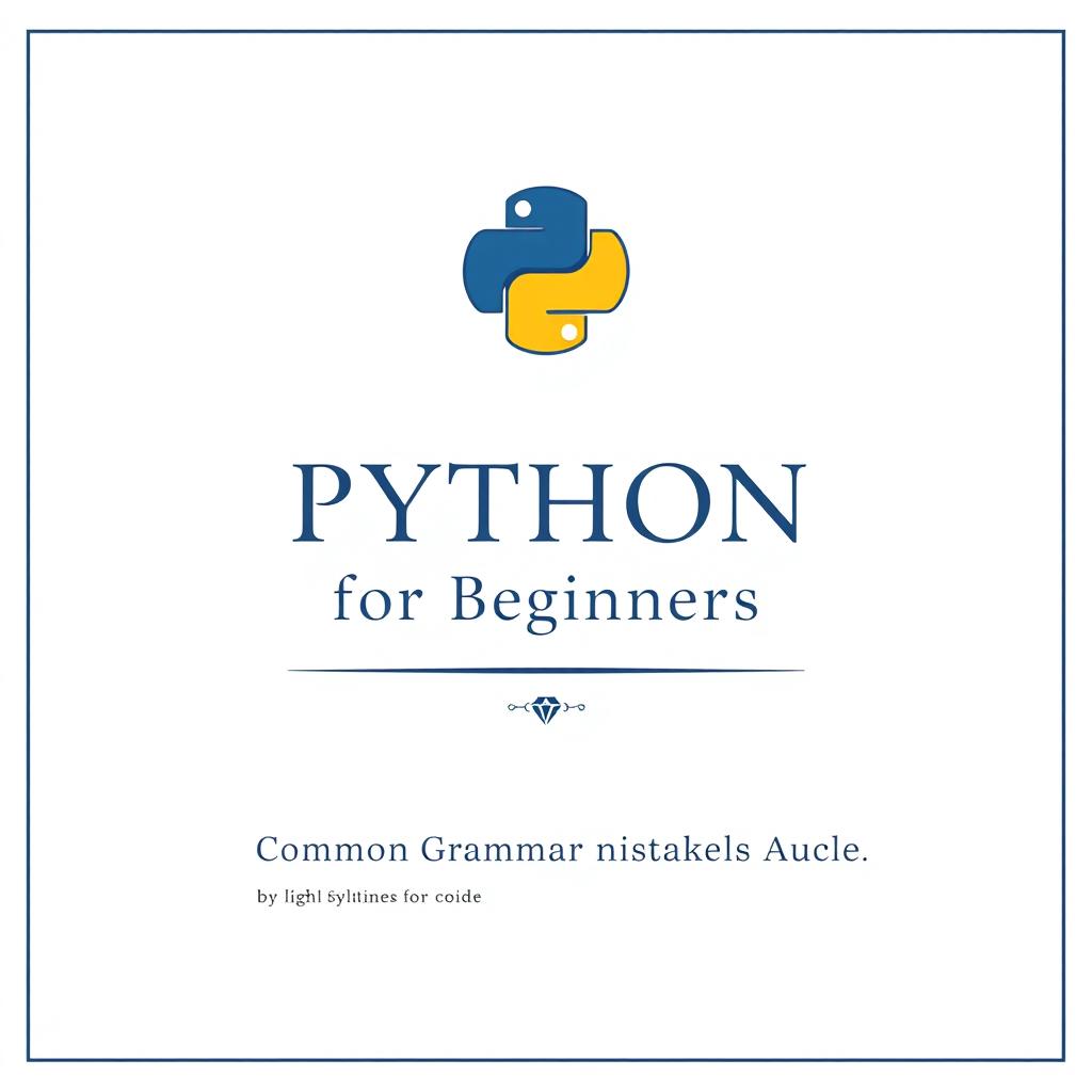 An elegant and professional cover page for a Python programming guide aimed at beginners, specifically highlighting grammar mistakes