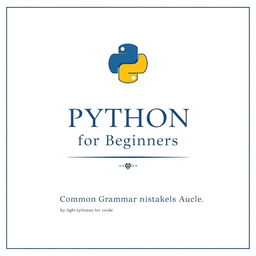 An elegant and professional cover page for a Python programming guide aimed at beginners, specifically highlighting grammar mistakes