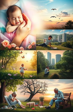 An inspiring and artistic representation of life's journey from birth to legacy