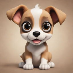 A lovable cartoon puppy with large, expressive eyes and a cheerful demeanor.