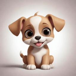 A lovable cartoon puppy with large, expressive eyes and a cheerful demeanor.