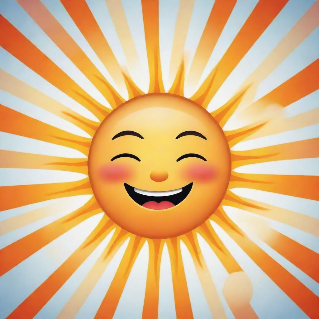 A cheerful cartoon sun with a face, radiating warmth and happiness across the sky.