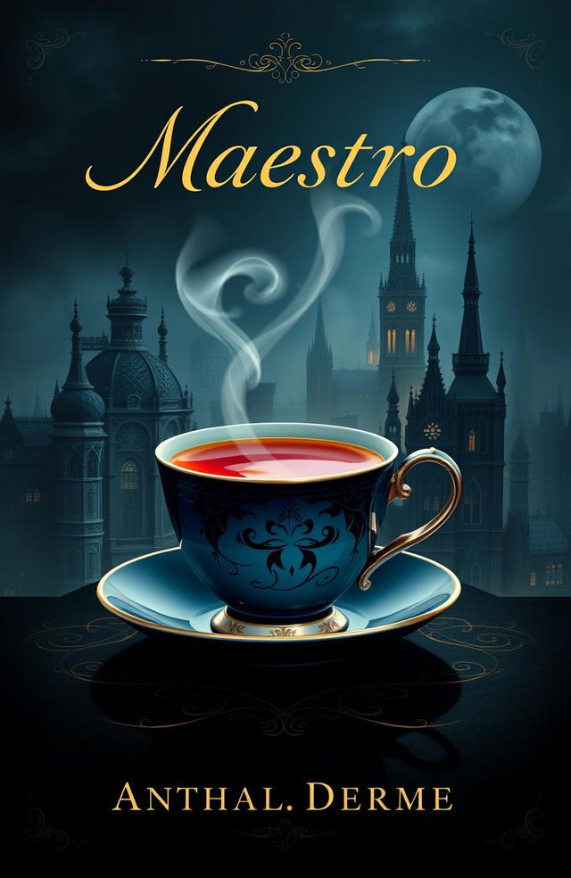 A captivating book cover for a novel titled "Maestro"