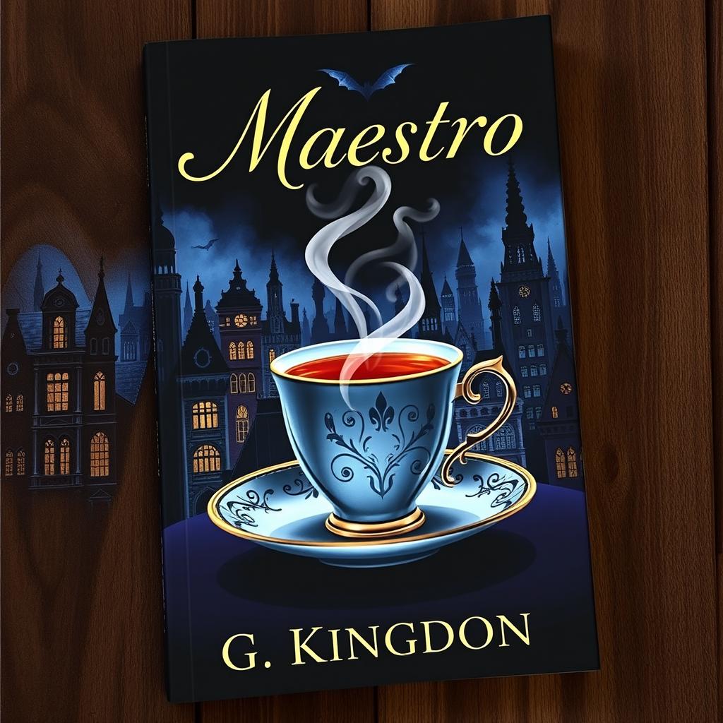 A captivating book cover for a novel titled "Maestro"