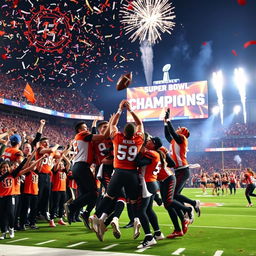 A triumphant celebration depicting the Cincinnati Bengals winning their 9th Super Bowl in a row
