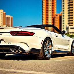 A sleek convertible sports car with a stylish design, featuring a low profile