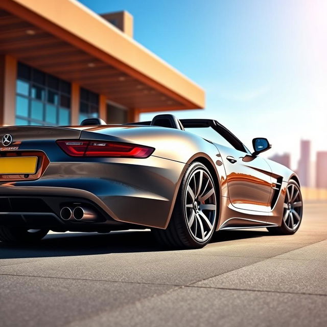 A sleek convertible sports car with a stylish design, featuring a low profile