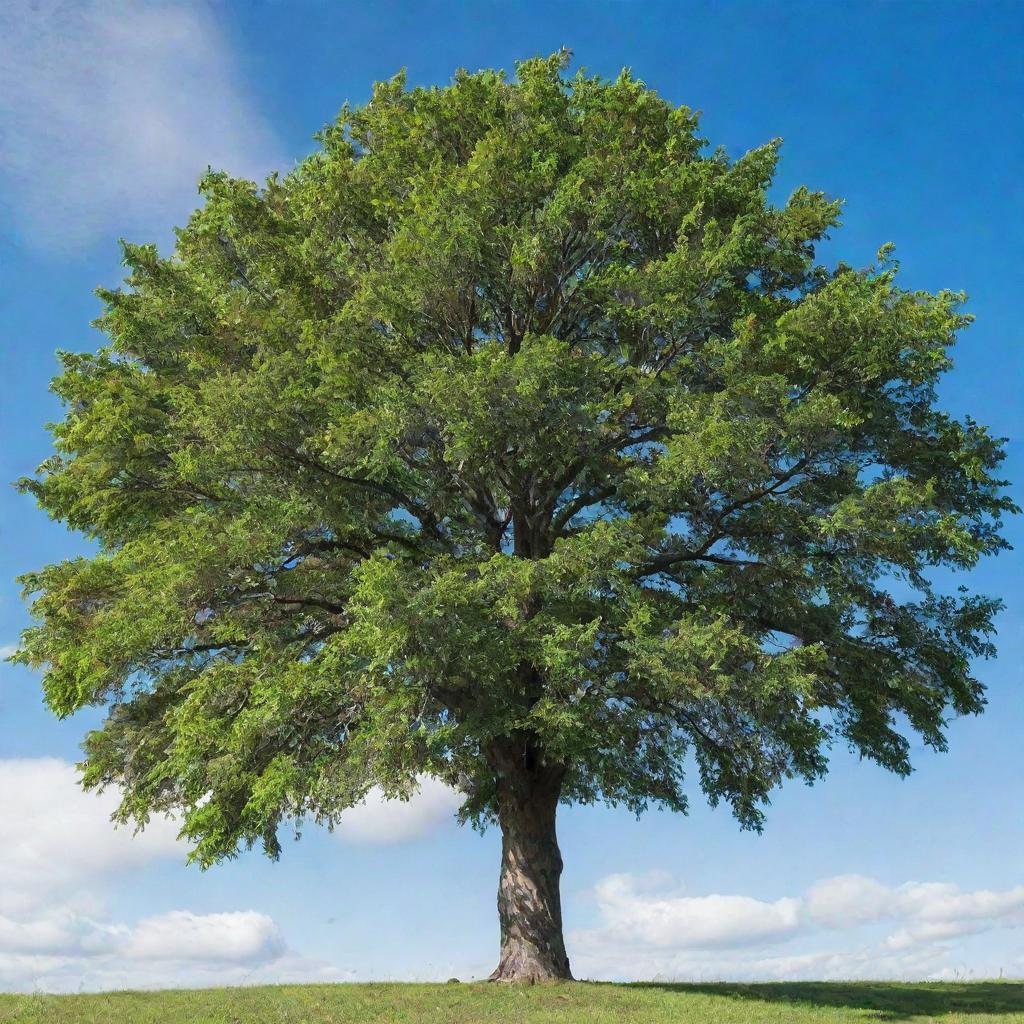 A lush, healthy tree thriving under a blue sky in daylight.