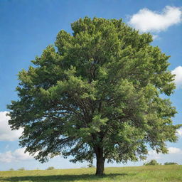 A lush, healthy tree thriving under a blue sky in daylight.
