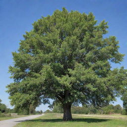 A lush, healthy tree thriving under a blue sky in daylight.