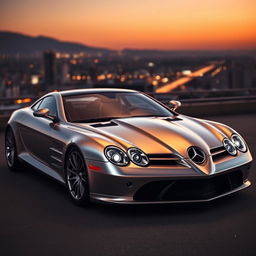 A strikingly redesigned Mercedes-Benz SLR McLaren, showcasing a sleek, futuristic aesthetic