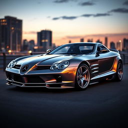 A strikingly redesigned Mercedes-Benz SLR McLaren, showcasing a sleek, futuristic aesthetic