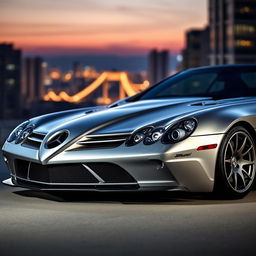 A strikingly redesigned Mercedes-Benz SLR McLaren, showcasing a sleek, futuristic aesthetic