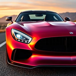 A custom-designed supercar that seamlessly blends the front headlights of the 2025 Mercedes-Benz AMG GT with the rear taillights of the 2017 Dodge Viper SRT