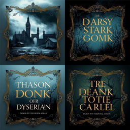 A series of elegant book covers designed specifically for dystopian novels, combining aesthetics of beauty with a dark undertone