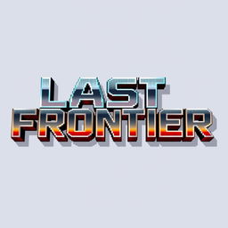 A 2D pixel art inscription of the words 'Last Frontier' designed in a bold and metallic color scheme