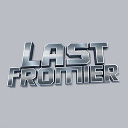 A 2D pixel art inscription of the words 'Last Frontier' designed in a sleek gray metallic color