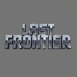 A 2D pixel art inscription of the words 'Last Frontier' designed in a sleek gray metallic color