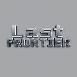 A 2D pixel art inscription of the words 'Last Frontier' crafted in an elegant gray metallic color