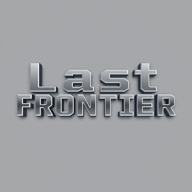 A 2D pixel art inscription of the words 'Last Frontier' crafted in an elegant gray metallic color