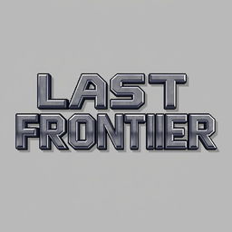 A 2D pixel art inscription of the words 'Last Frontier' crafted in an elegant gray metallic color