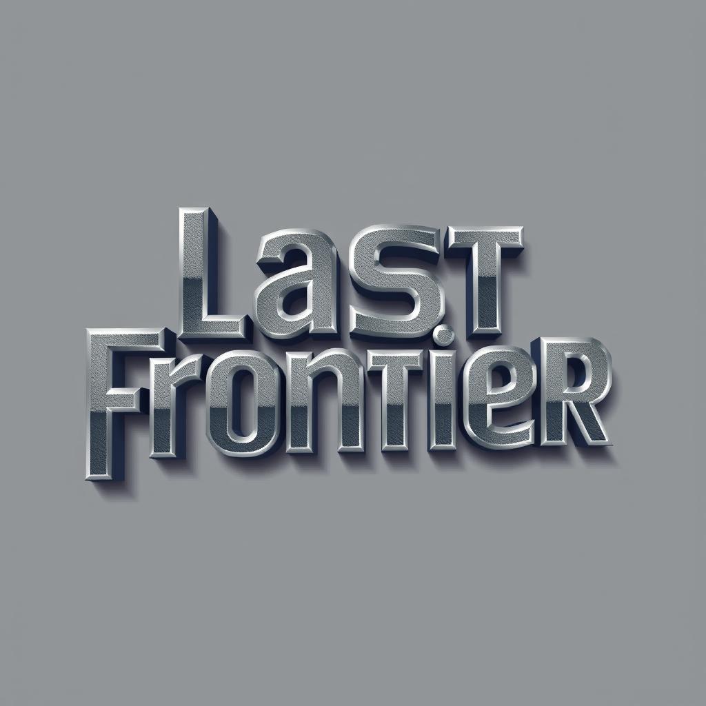 A 2D pixel art inscription of the words 'Last Frontier' crafted in an elegant gray metallic color