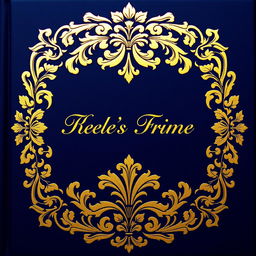 A sophisticated and elegant book cover design featuring an intricate floral pattern embossed in gold on a rich navy blue background