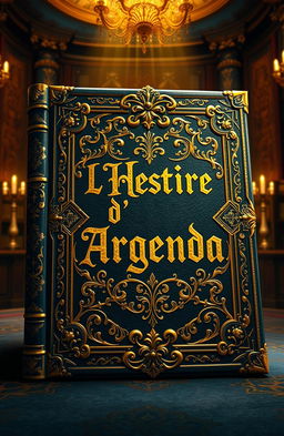 A grand royal book with an ornate, majestic appearance, featuring intricate designs and possibly gold leaf accents