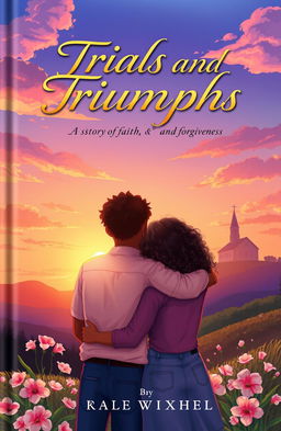 A captivating book cover illustration for 'Trials and Triumphs: A Story of Faith, Friendship, and Forgiveness'