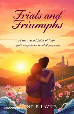 A captivating book cover illustration for 'Trials and Triumphs: A Story of Faith, Friendship, and Forgiveness'