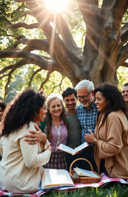 A heartwarming scene depicting the themes of faith, friendship, and forgiveness