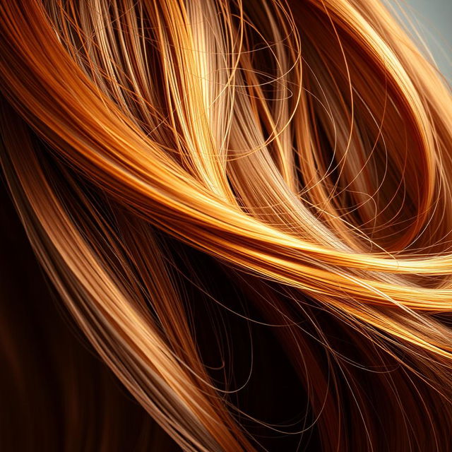 A stunning close-up image of a luxurious head of flowing hair, emphasizing its rich color and texture