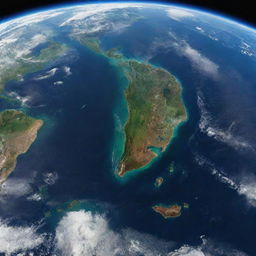 An incredibly detailed and vibrant view of planet Earth from space, capturing the majestic blues of the oceans and greens of the lands.