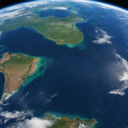 An incredibly detailed and vibrant view of planet Earth from space, capturing the majestic blues of the oceans and greens of the lands.