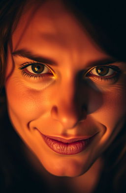 A close-up of an expressive face looking directly at the viewer, with deep, captivating eyes that convey emotion and connection