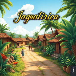 A captivating book cover illustration featuring a quaint village named Jagatirica