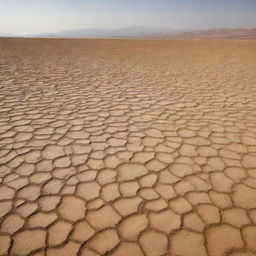 A global desert landscape, devoid of water, under a scorching sun for 30 days.