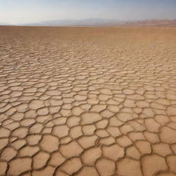 A global desert landscape, devoid of water, under a scorching sun for 30 days.