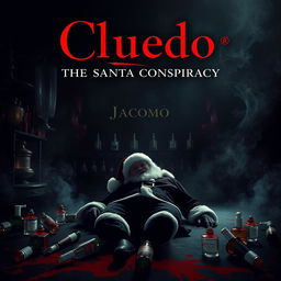 A mysterious and dramatic film poster for a thriller titled 'Cluedo: The Santa Conspiracy'
