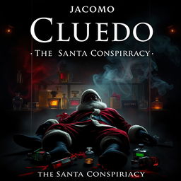 A mysterious and dramatic film poster for a thriller titled 'Cluedo: The Santa Conspiracy'