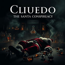 A mysterious and dramatic film poster for a thriller titled 'Cluedo: The Santa Conspiracy'