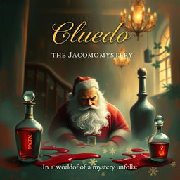 An impressionist-style film poster for 'Cluedo: The Jacomo Mystery', capturing a dreamy and textured scene set in a perfume factory named Jacomo