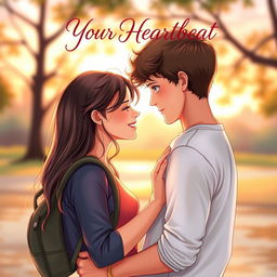A beautifully illustrated realistic book cover featuring a teenage couple in the background, portrayed in a tender moment of connection